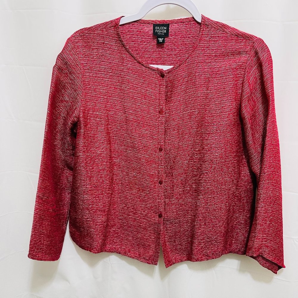 NWOT Eileen Fisher Petite Sweater/top, Sz PS, Red, Silk/Linen Blend.   PM22